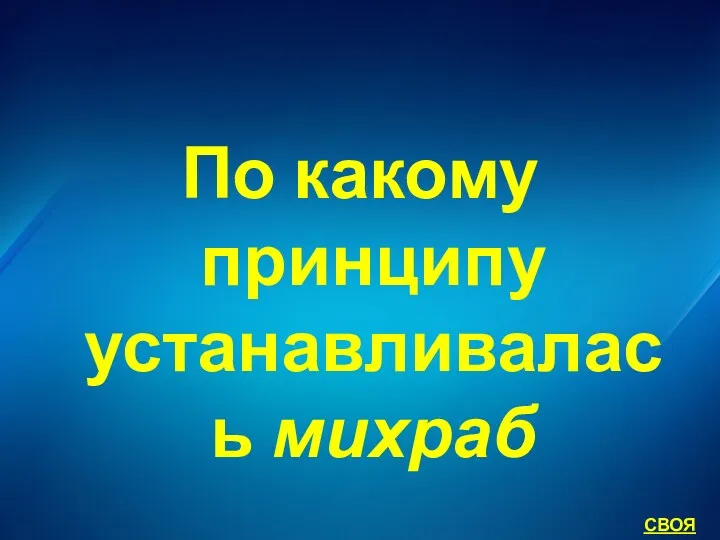 По какому принципу устанавливалась михраб СВОЯ ИГРА