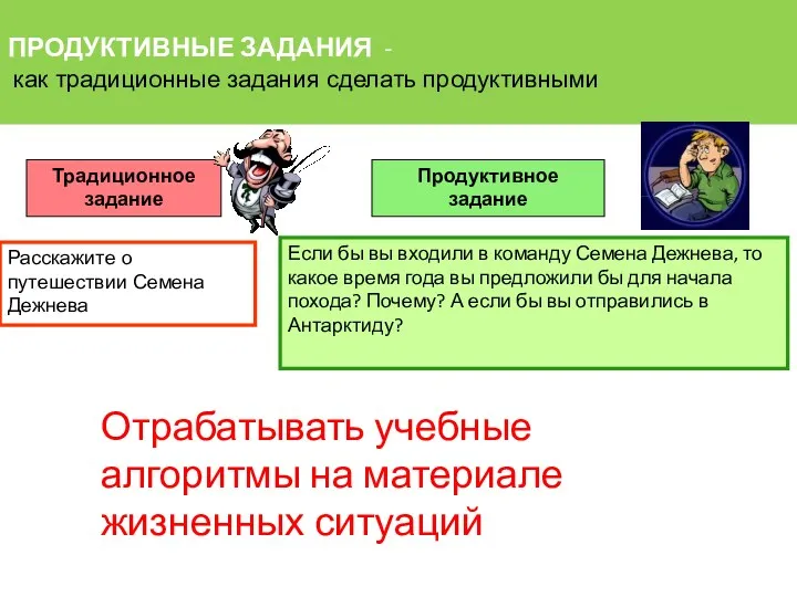 ПРОДУКТИВНЫЕ ЗАДАНИЯ - как традиционные задания сделать продуктивными Традиционное задание