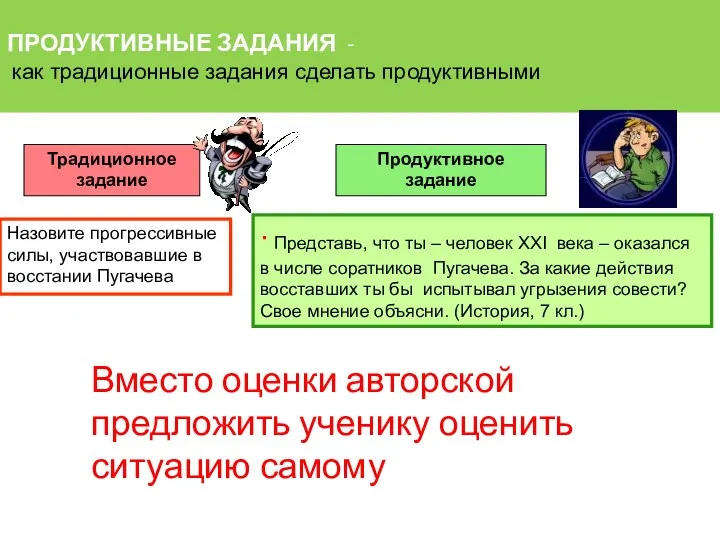 ПРОДУКТИВНЫЕ ЗАДАНИЯ - как традиционные задания сделать продуктивными Традиционное задание