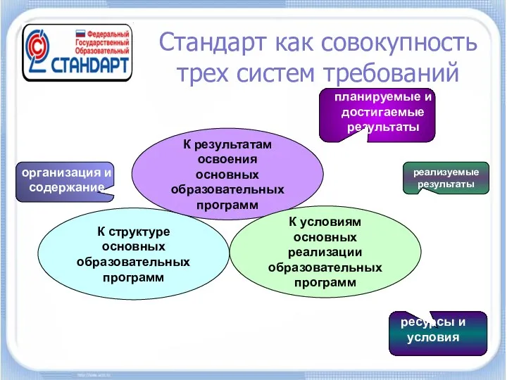 организация и содержание планируемые и достигаемые результаты ресурсы и условия