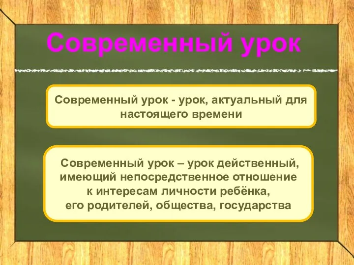 Современный урок Современный урок - урок, актуальный для настоящего времени