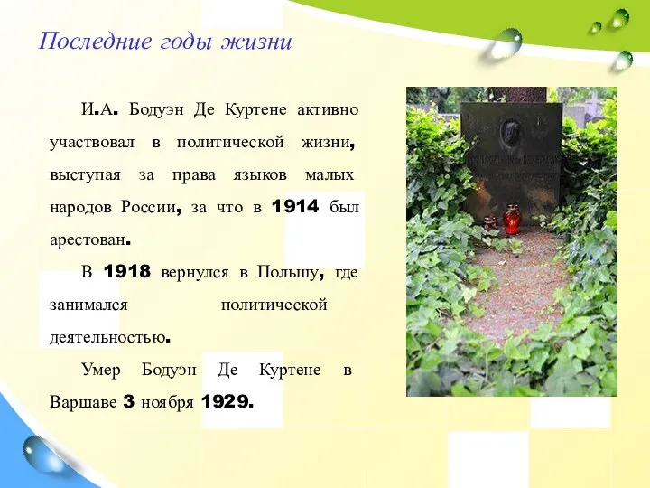 И.А. Бодуэн Де Куртене активно участвовал в политической жизни, выступая