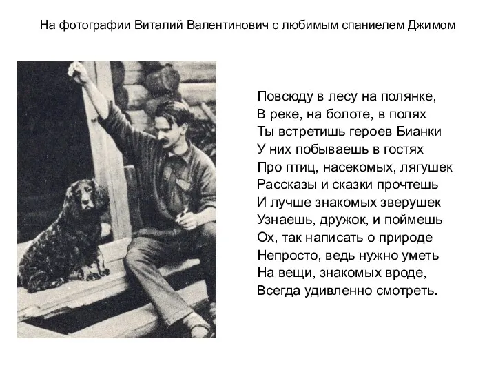 На фотографии Виталий Валентинович с любимым спаниелем Джимом Повсюду в лесу на полянке,