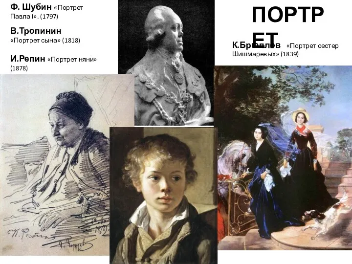 ПОРТРЕТ Ф. Шубин «Портрет Павла I». (1797) В.Тропинин «Портрет сына»