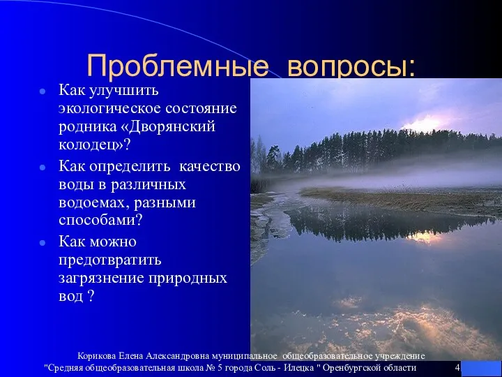 Проблемные вопросы: Как улучшить экологическое состояние родника «Дворянский колодец»? Как