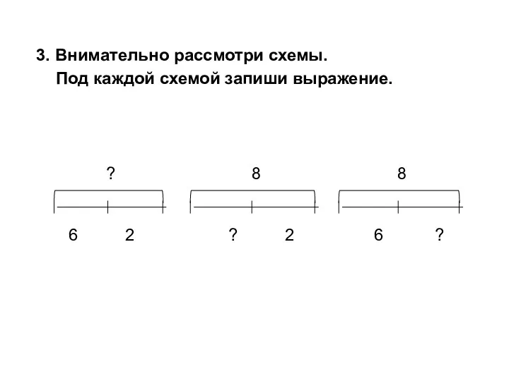 3. Внимательно рассмотри схемы. Под каждой схемой запиши выражение. ?