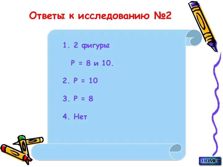 Ответы к исследованию №2 1. 2 фигуры Р = 8