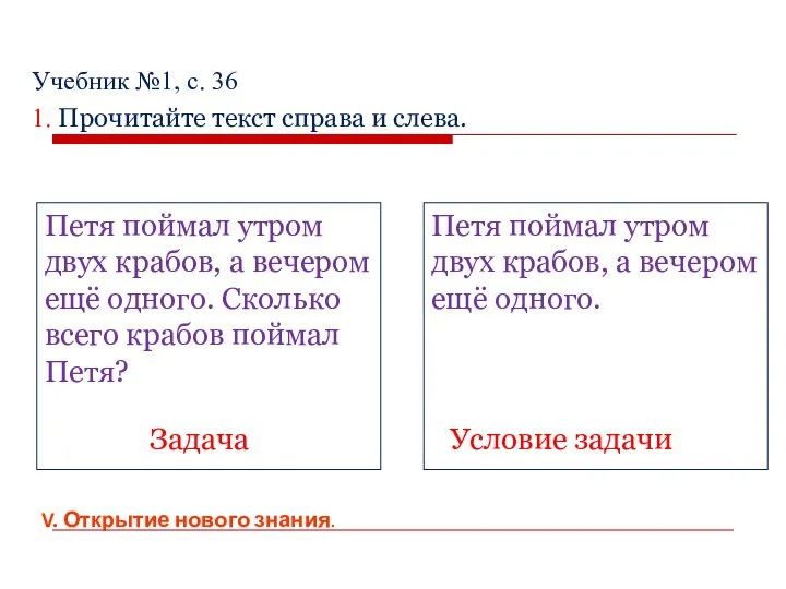 Учебник №1, с. 36 1. Прочитайте текст справа и слева.