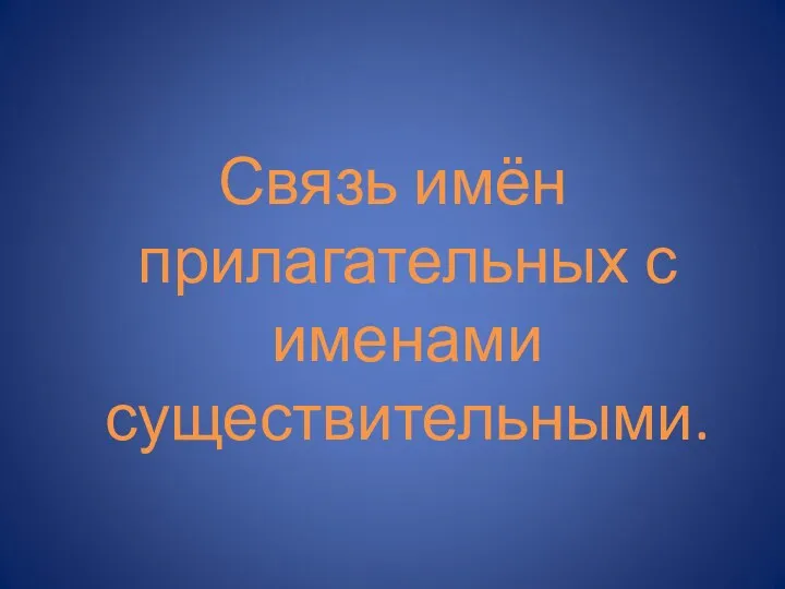 Связь имён прилагательных с именами существительными.