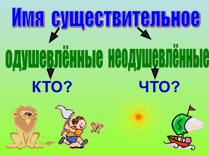 Имя существительное одушевлённые неодушевлённые КТО? ЧТО?