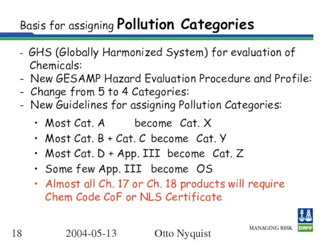 2004-05-13 Otto Nyquist Basis for assigning Pollution Categories - GHS