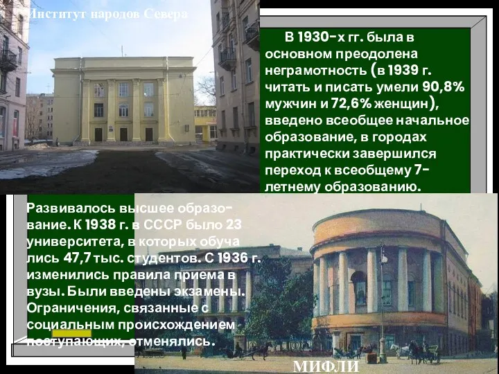 Институт народов Севера МИФЛИ В 1930-х гг. была в основном