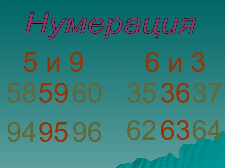 Нумерация 5 и 9 6 и 3 59 60 96