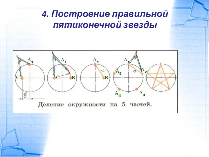 4. Построение правильной пятиконечной звезды С А1 С в А1 А1 А1 в