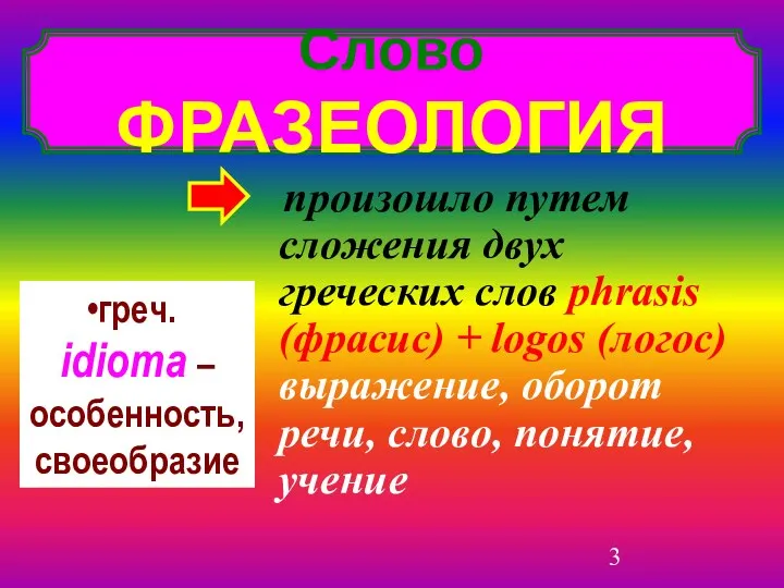 произошло путем сложения двух греческих слов phrasis (фрасис) + logos