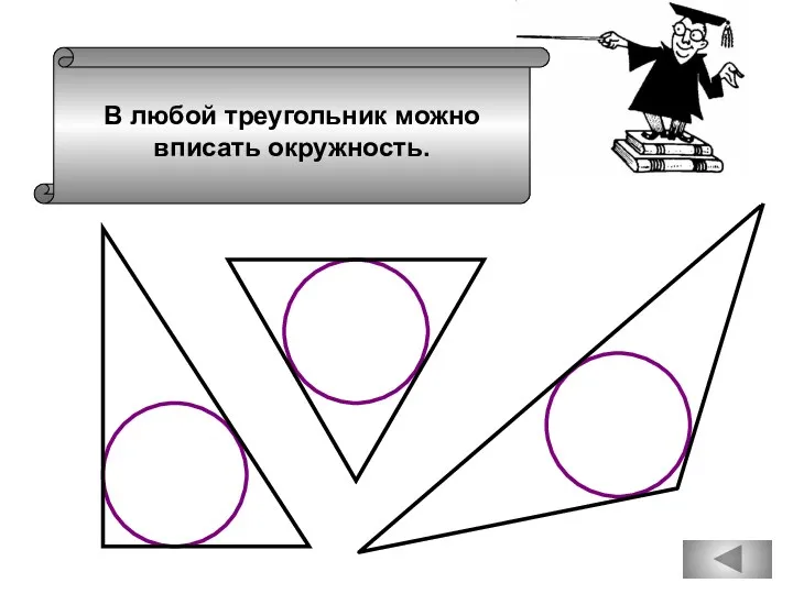 В любой треугольник можно вписать окружность.