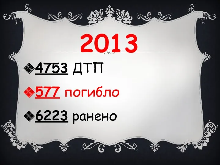 2013 4753 ДТП 577 погибло 6223 ранено