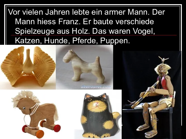 Vor vielen Jahren lebte ein armer Mann. Der Mann hiess