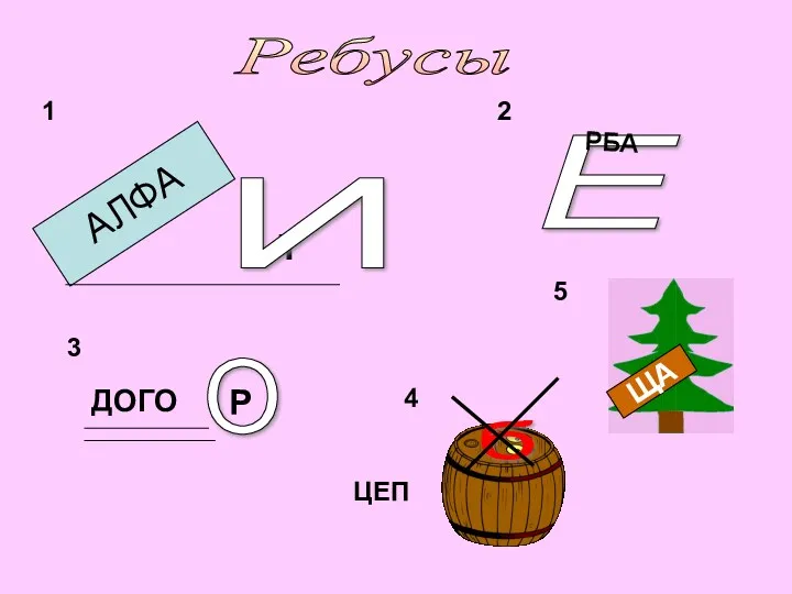 Ребусы АЛФА Т И 1 Е РБА 2 ДОГО О