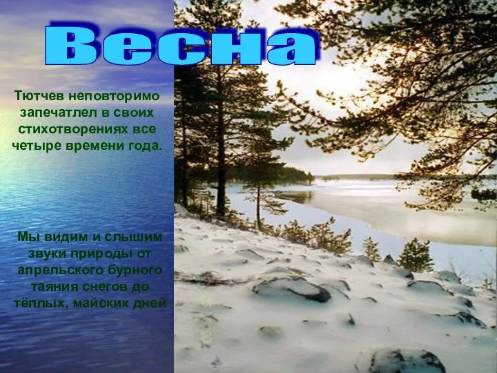 Мы видим и слышим звуки природы от апрельского бурного таяния