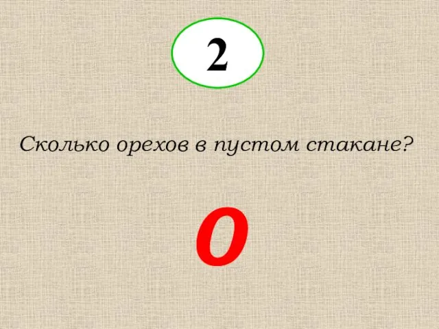 2 Сколько орехов в пустом стакане? 0