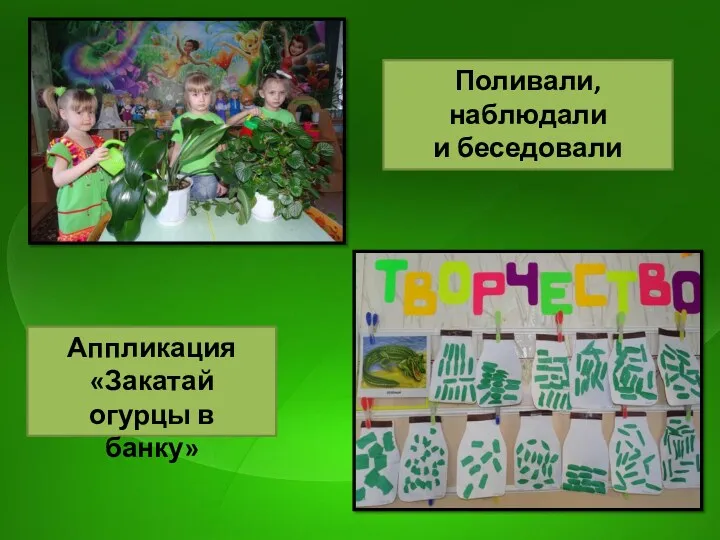 Поливали, наблюдали и беседовали Аппликация «Закатай огурцы в банку»