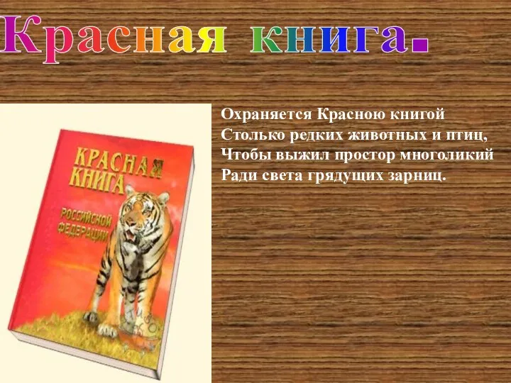 Охраняется Красною книгой Столько редких животных и птиц, Чтобы выжил