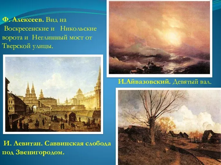 Ф. Алексеев. Вид на Воскресенские и Никольские ворота и Неглинный мост от Тверской