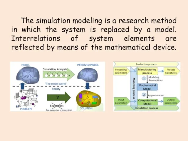 The simulation modeling is a research method in which the