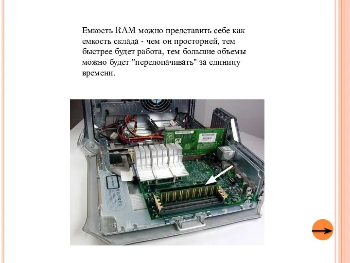 Емкость RAM можно представить себе как емкость склада - чем