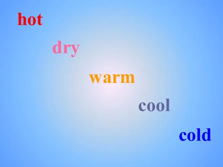 hot warm cool dry cold