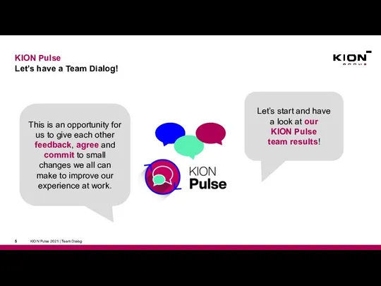 Let’s have a Team Dialog! KION Pulse KION Pulse 2021