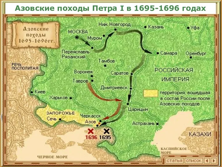 Азовские походы Петра I в 1695-1696 годах
