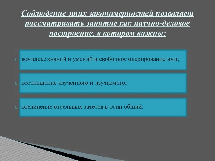 комплекс знаний и умений и свободное оперирование ими; соотношение изученного