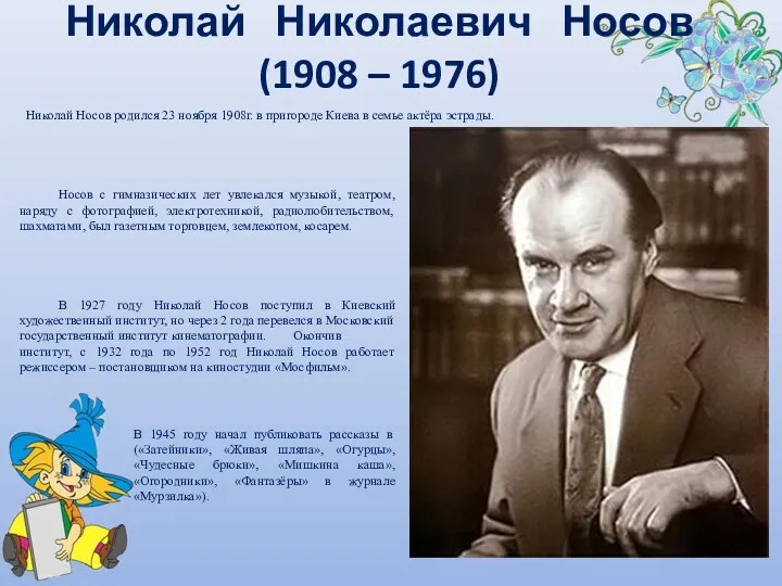 Николай Николаевич Носов (1908 – 1976) Николай Носов родился 23