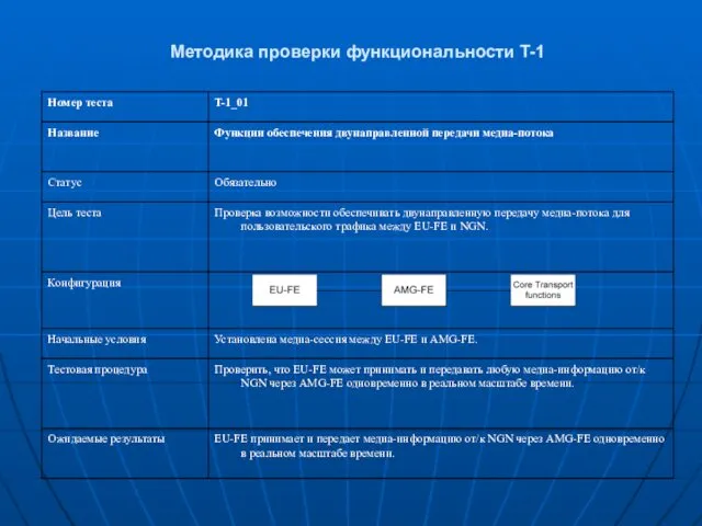 Методика проверки функциональности T-1