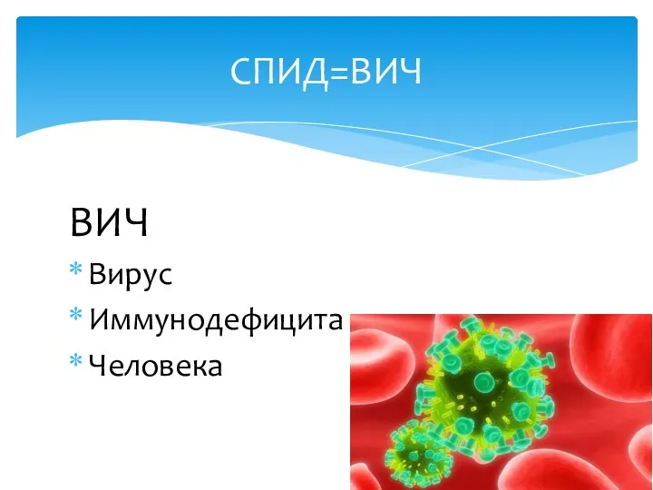 ВИЧ Вирус Иммунодефицита Человека СПИД=ВИЧ