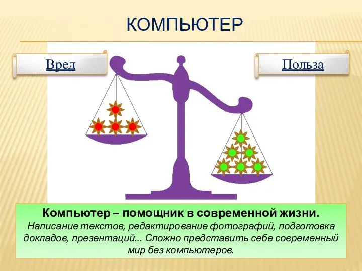 Компьютер Компьютер – помощник в современной жизни. Написание текстов, редактирование