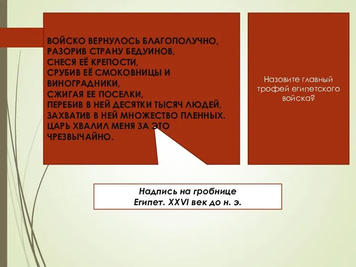 ВОЙСКО ВЕРНУЛОСЬ БЛАГОПОЛУЧНО, РАЗОРИВ СТРАНУ БЕДУИНОВ, СНЕСЯ ЕЁ КРЕПОСТИ, СРУБИВ