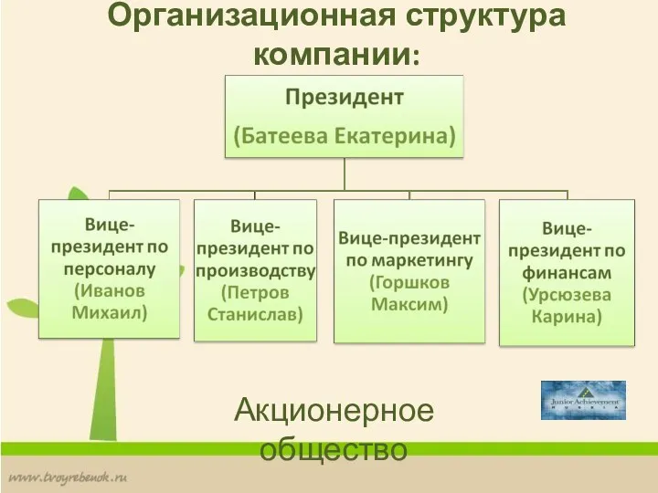 Организационная структура компании: Акционерное общество