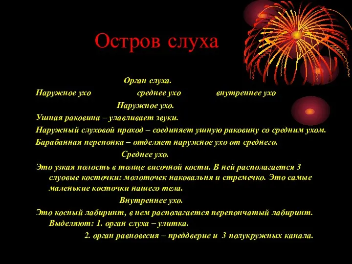 Остров слуха Орган слуха. Наружное ухо среднее ухо внутреннее ухо Наружное ухо. Ушная