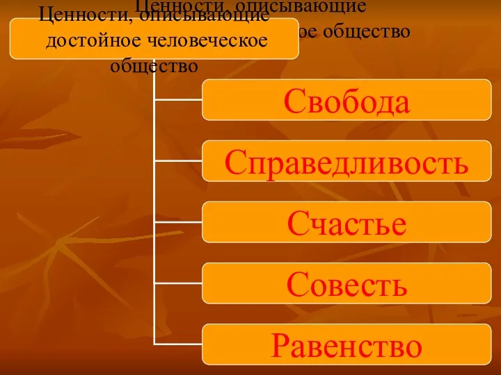 Ценности, описывающие достойное человеческое общество