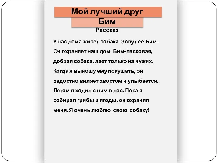 Мой лучший друг Бим Рассказ У нас дома живет собака.