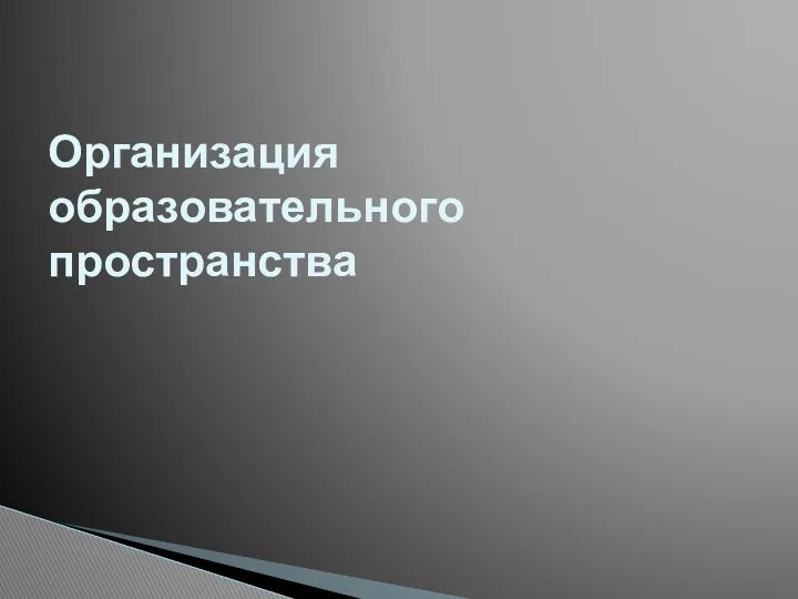 Организация образовательного пространства