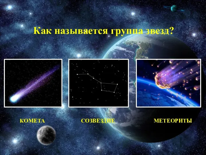 Комета созвездие метеориты Как называется группа звезд?