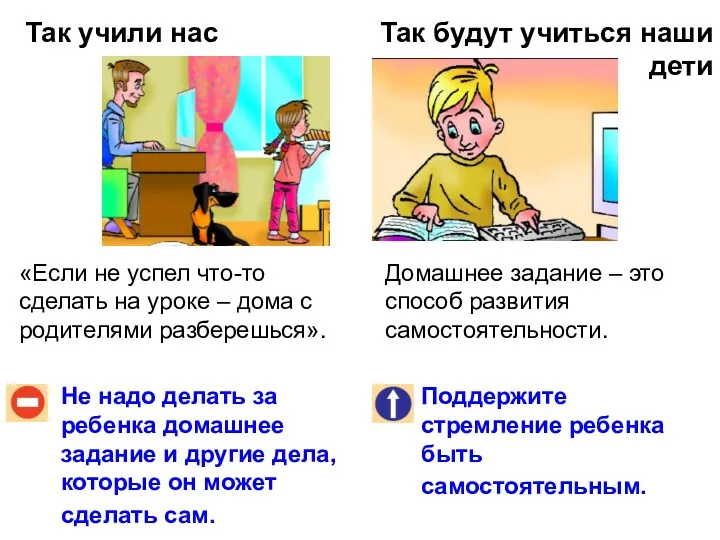 Так учили нас Так будут учиться наши дети Не надо делать за ребенка