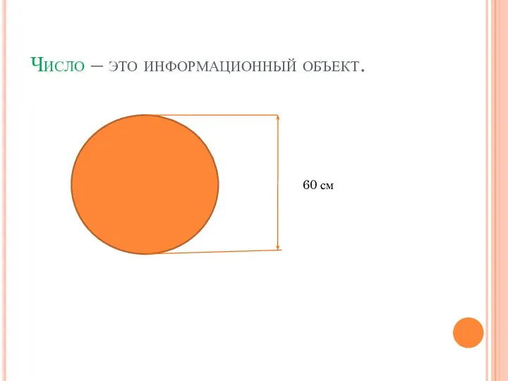 Число – это информационный объект. 60 см