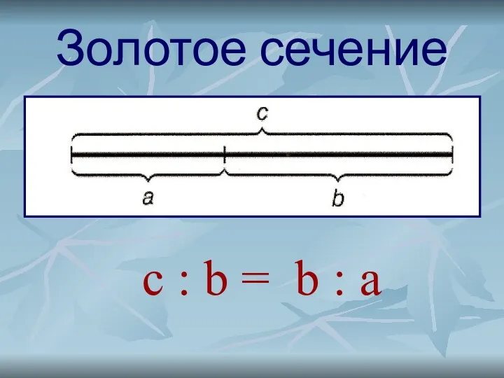 Золотое сечение c : b = b : a