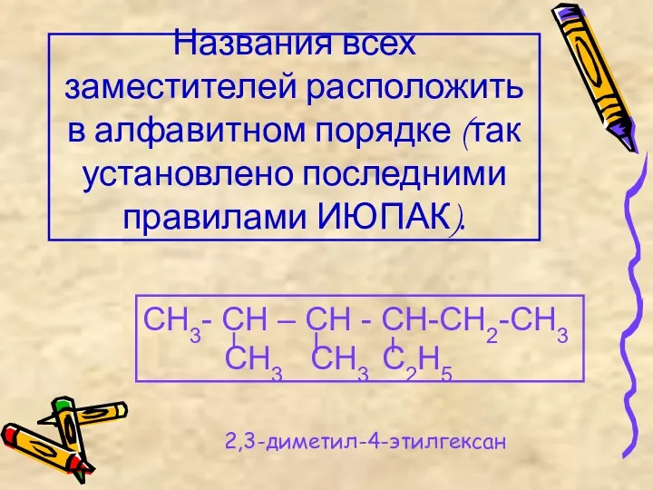 Названия всех заместителей расположить в алфавитном порядке (так установлено последними