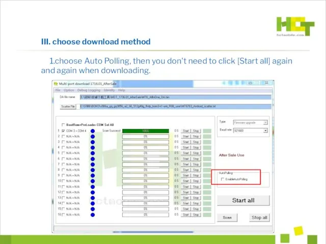 III. choose download method 1.choose Auto Polling, then you don't